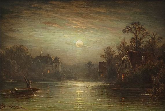 Seenlandschaft bei Nacht - Hermann Brinckmann