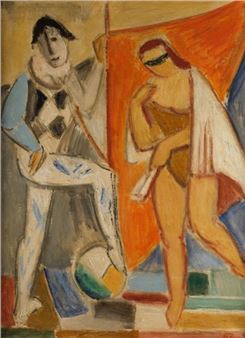 Harlekin und Akrobatin - Johann Baptist Hermann Hundt