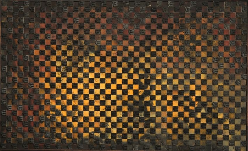 Artwork by Luis Alberto Hernández, Navegando en el muro, Made of Mischtechnik mit Beton auf Platte