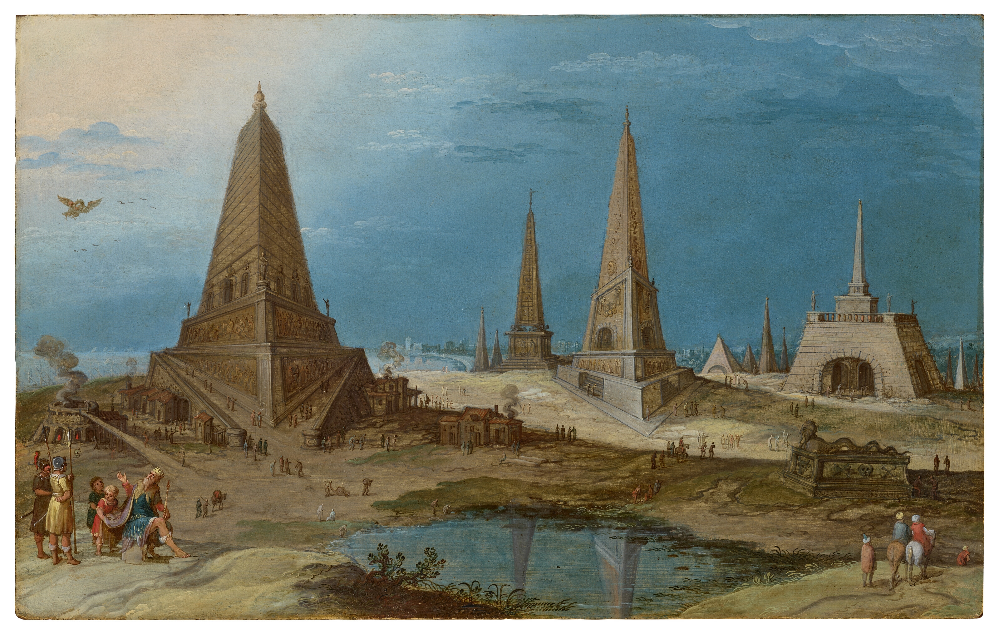 Le roi Nimrod devant la tour de Babel by Hendrik van Cleve