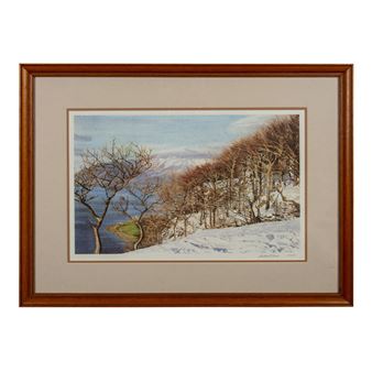Winter view of mountains and trees by the river - Michael Revers