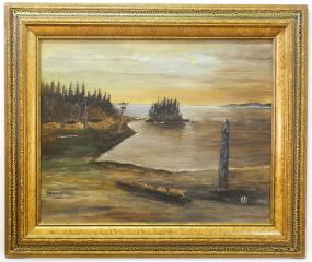 Indian Village With Totem - Charles H. Deedoward