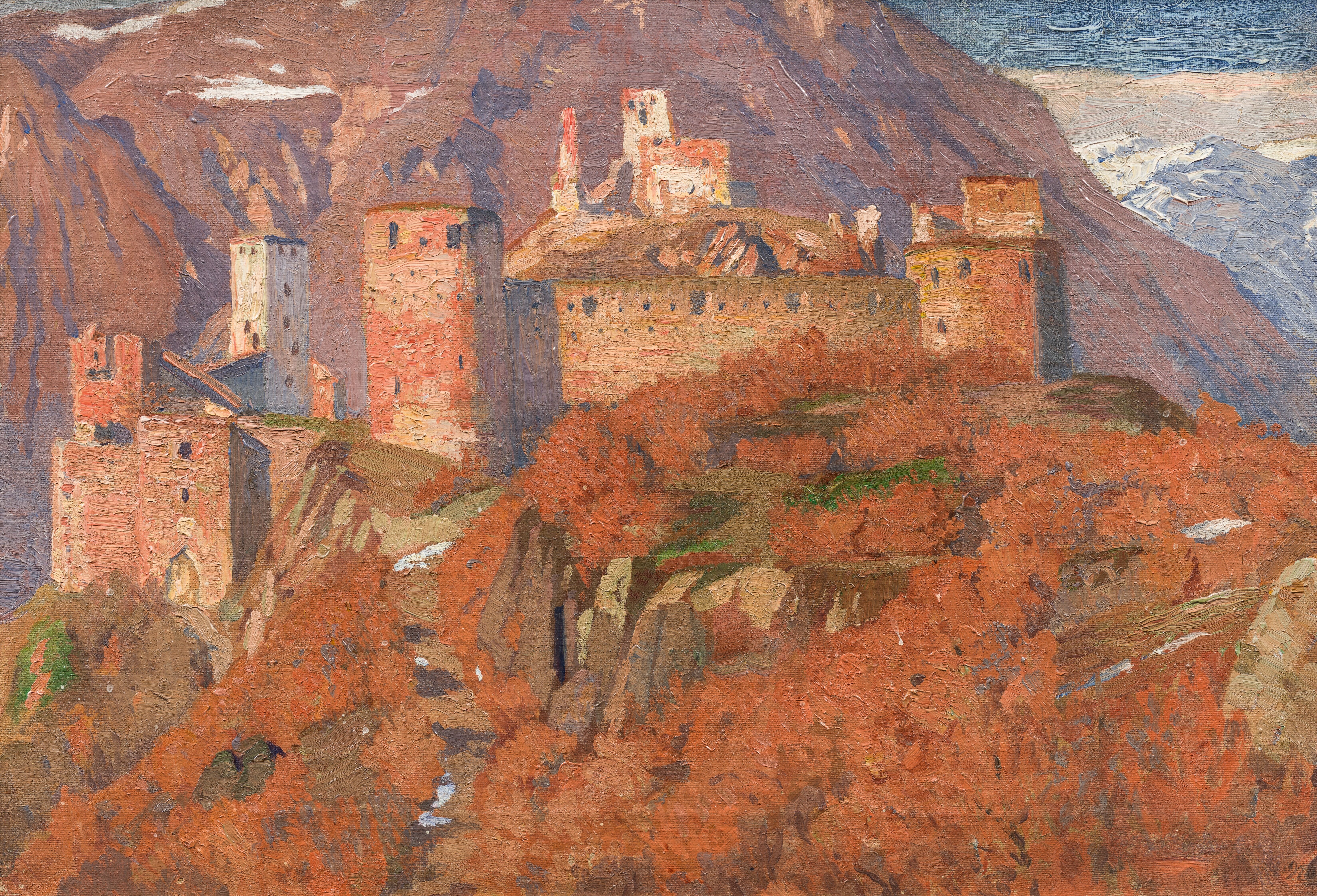 Artwork by Josef Gratz, Schloss Sigmundskron in South Tyrol, Made of oil on canvas