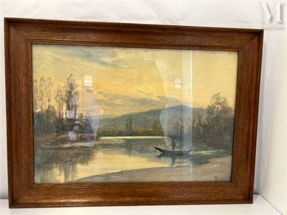 Pêcheur en barque by Yvonne Récamier