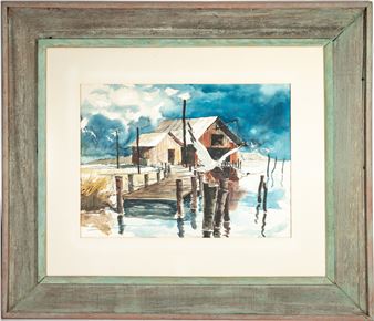 Seagull Near A Rural Dock - Floyd G. Harness