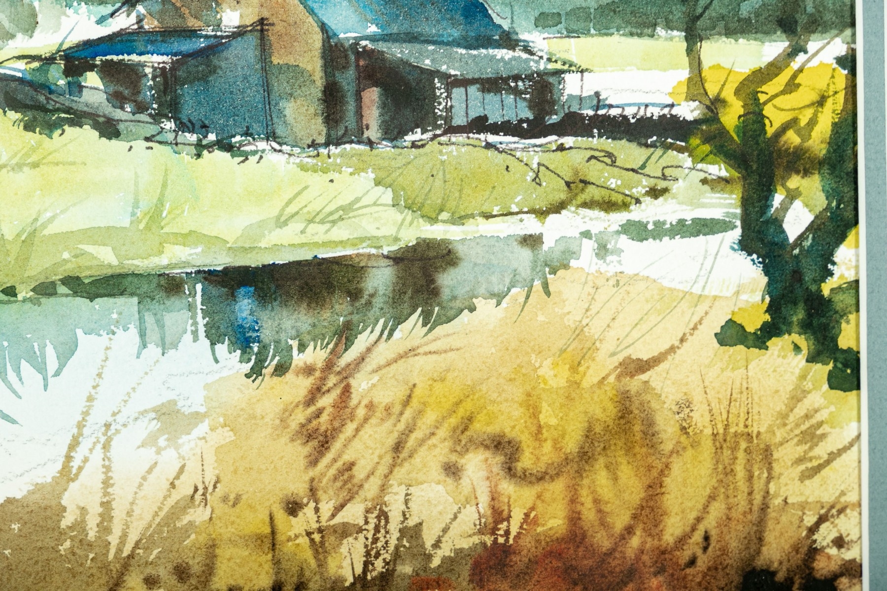 Artwork by Floyd G. Harness, Rural House By A River, Made of watercolor on paper