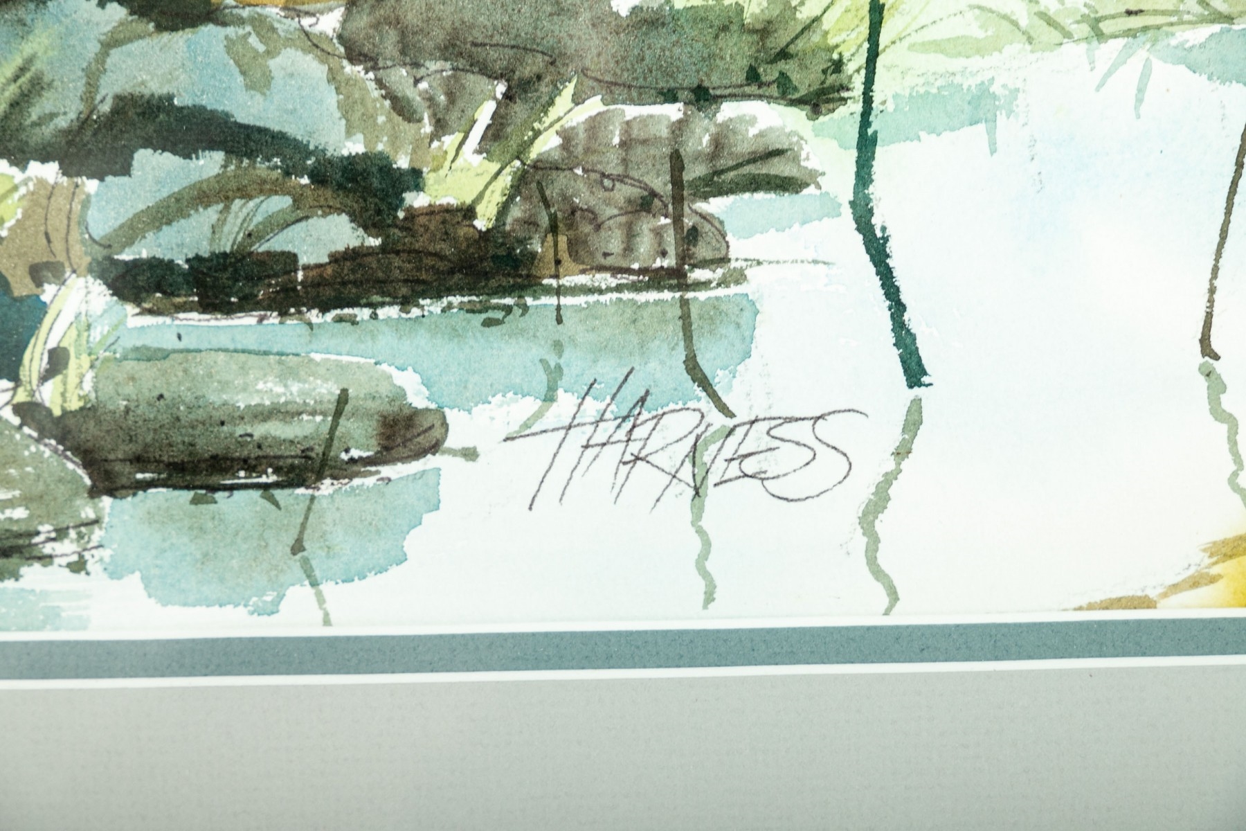 Artwork by Floyd G. Harness, Rural House By A River, Made of watercolor on paper