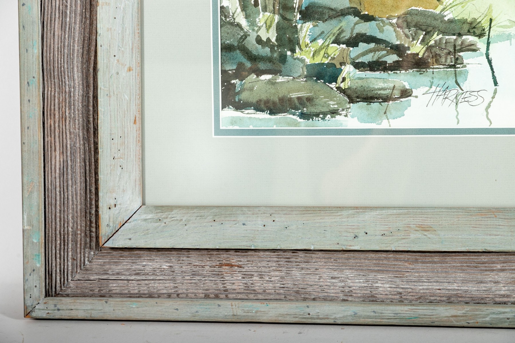 Artwork by Floyd G. Harness, Rural House By A River, Made of watercolor on paper