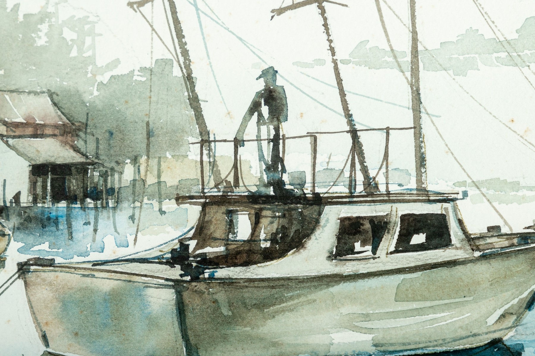 Artwork by Floyd G. Harness, Resting Sailboat, Made of watercolor on paper
