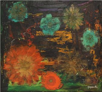 Red, green and gold flowers - Stella Popowski