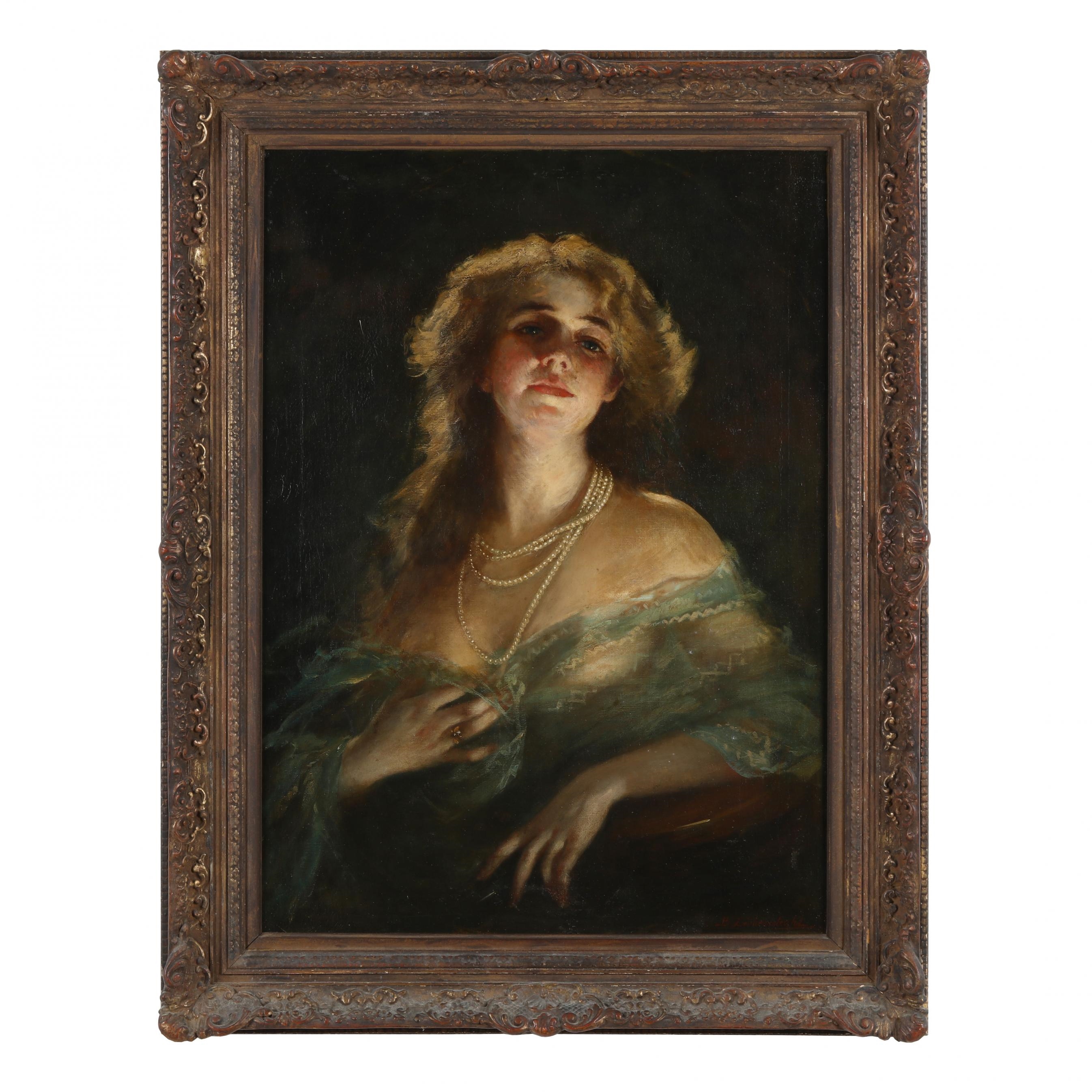 Artwork by Bernhard Zickendraht, Woman with Pearls, Made of Oil on canvas