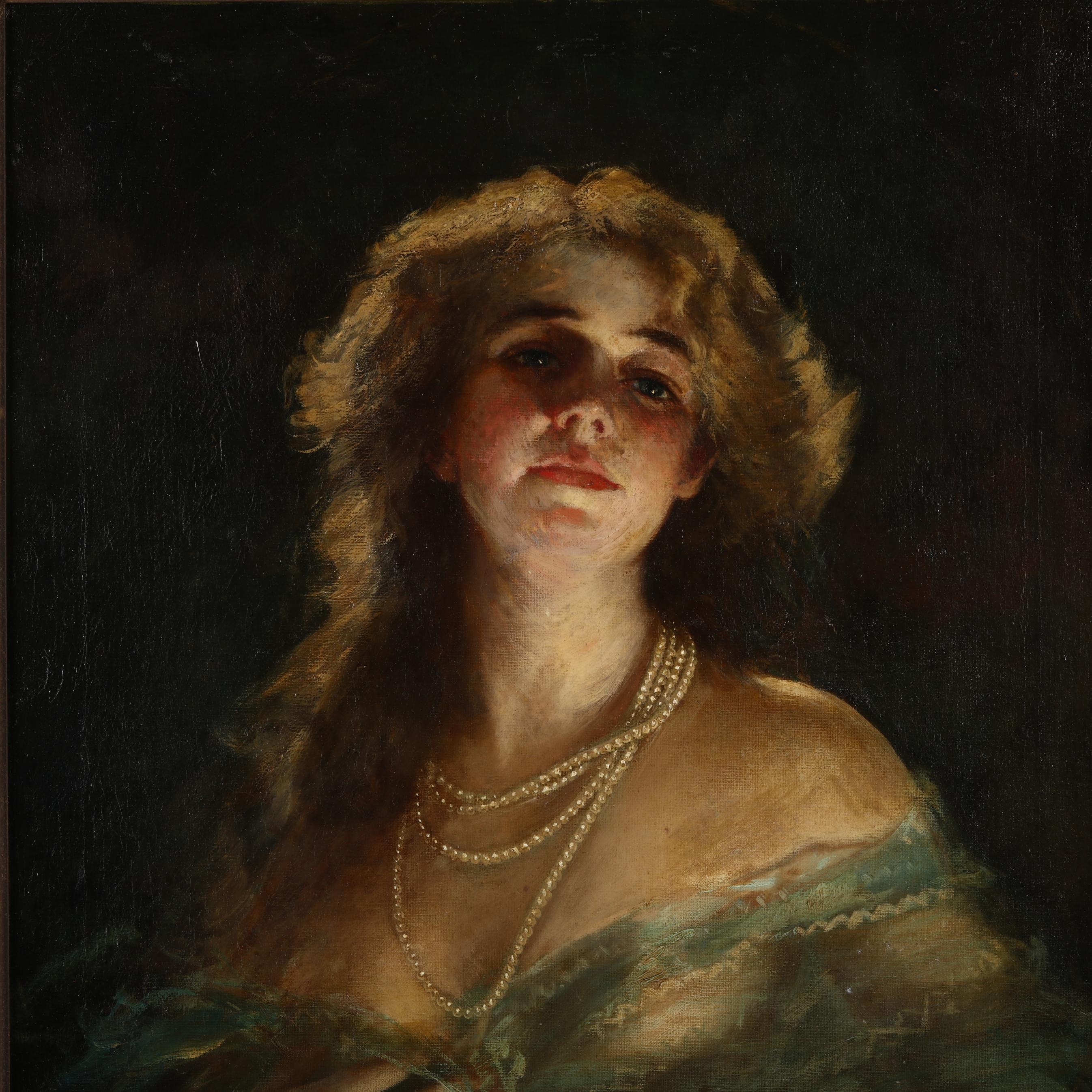 Artwork by Bernhard Zickendraht, Woman with Pearls, Made of Oil on canvas