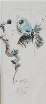 Dívka a motýl. - Mirko Hanák