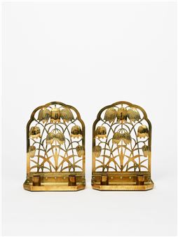A modern pair of brass wall sconces - Ernest William Gimson