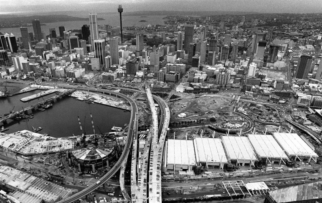Peter Rae | Aerial view of Darling Harbour, Sydney (1987) | MutualArt