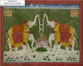 Northern Indian School, 19th Century | The Goddess Lakshmi doused by ...