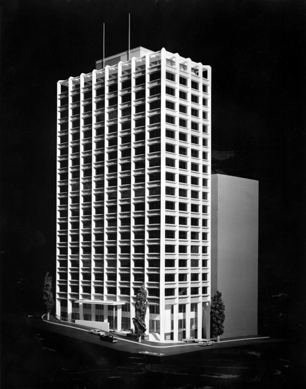 Artwork by Diane Graham, A model of a new office building to be built on the corner of Bent, O'Connell, and Bligh Streets, Sydney, Made of gelatin silver print