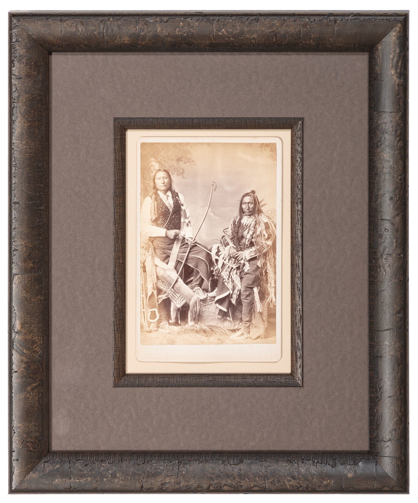 Cabinet card featuring Cheyenne Chiefs Man-on-the-Cloud and Mad Wolf by John Nicholas Choate, circa 1880