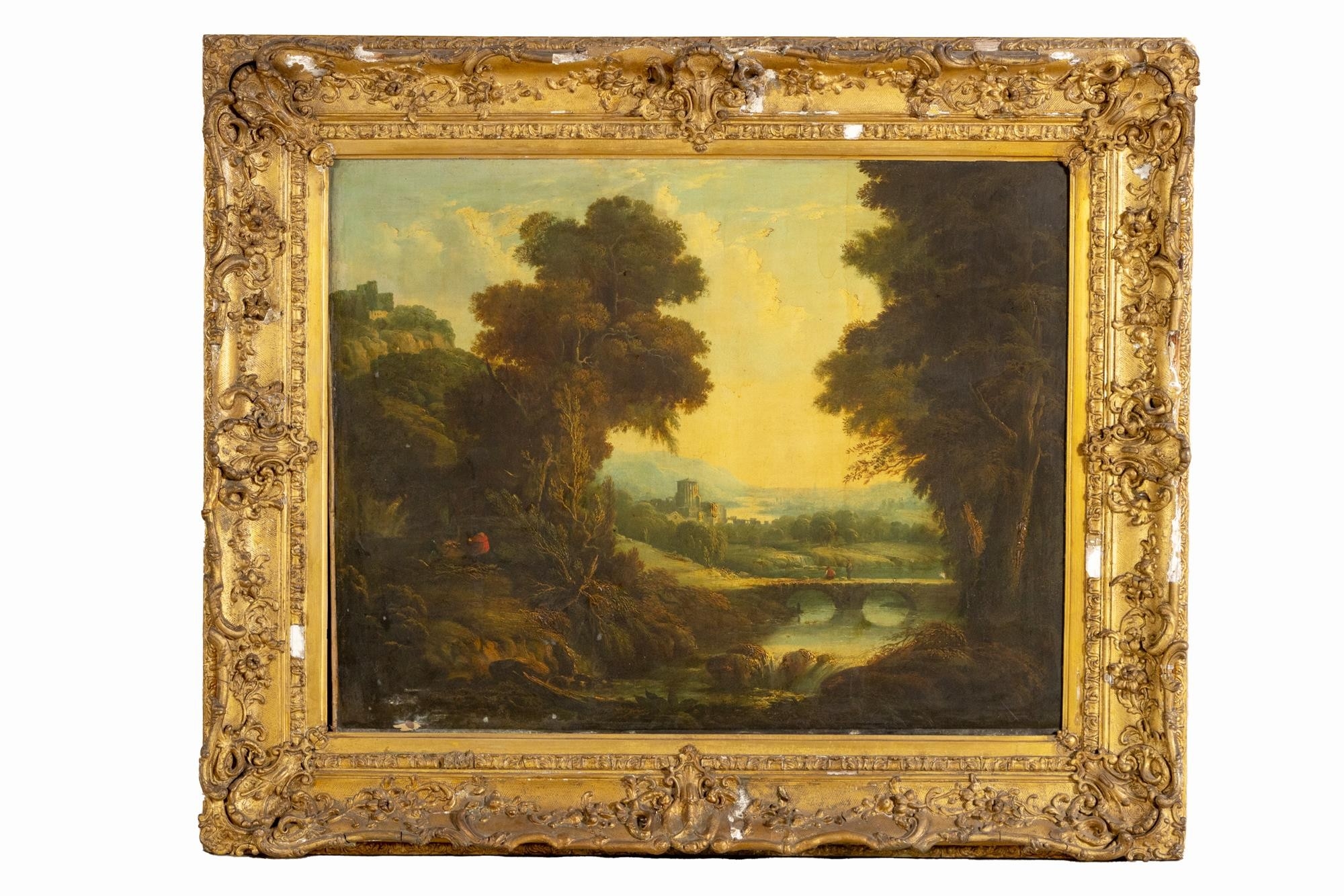Artwork by English Naïve School, 18th Century, WOOD RIVER LANDSCAPE, Made of oil on canvas