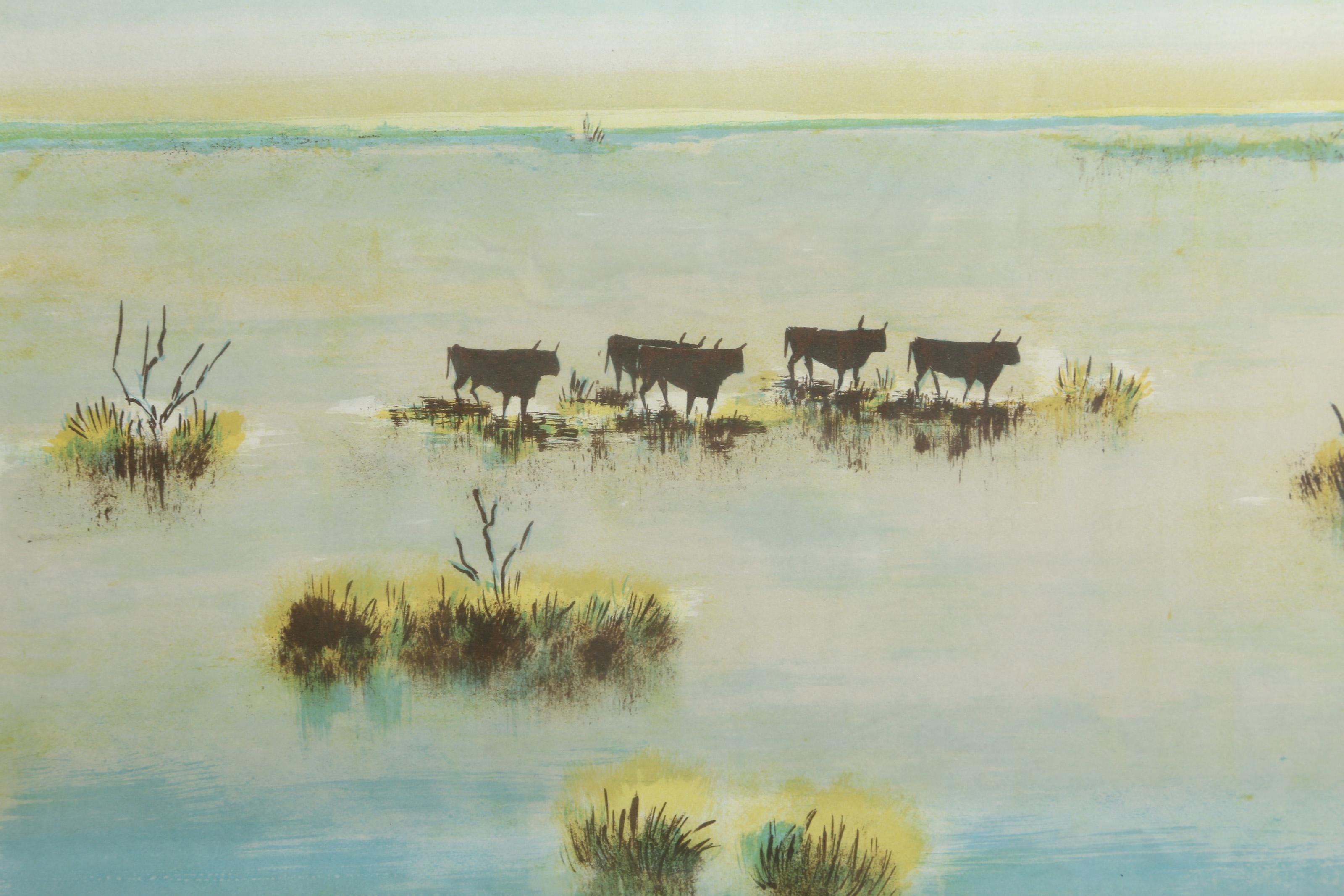 Victor Zarou | BULLS ON THE WATER (Circa 1980) | MutualArt
