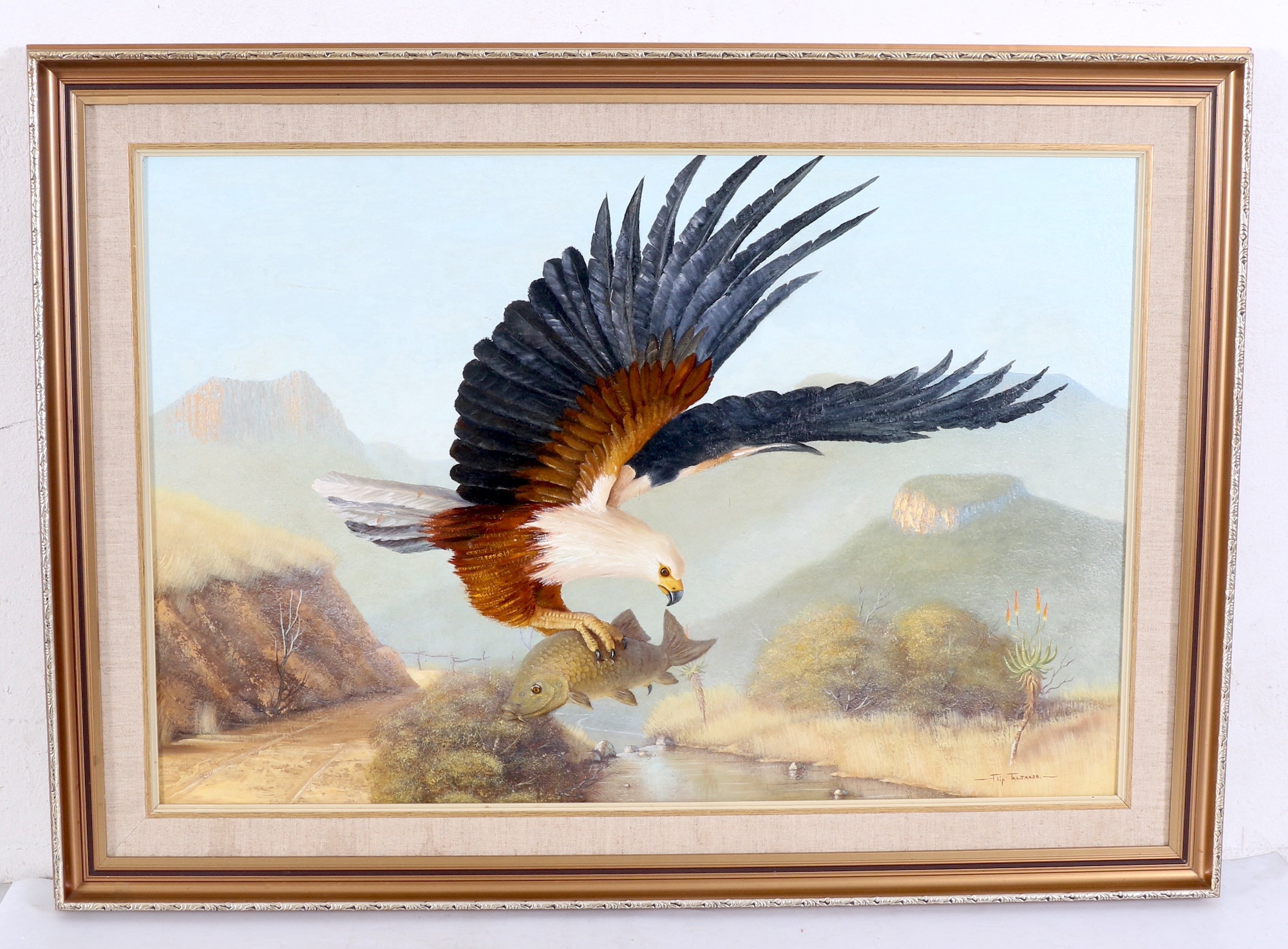 Artwork by Flip Taljaard, FISH EAGLE, Made of oil on board