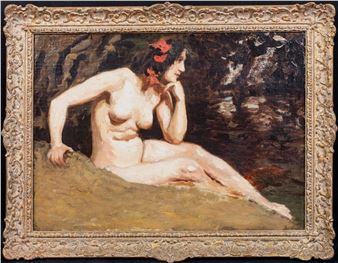 PORTRAIT OF A NUDE LADY IN A WOODLAND - Edwin Nichol