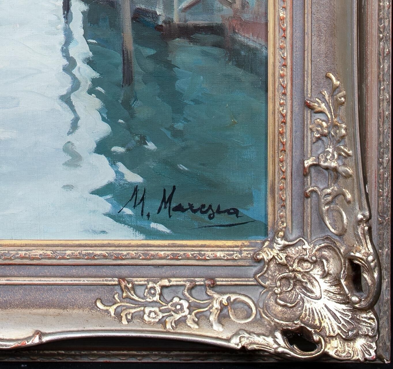 Artwork by Mario Maresca, VENETIAN BACKWATER CANAL, Made of oil painting on canvas