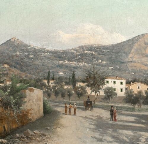 Artwork by Lusignano de Cuppis, VIEW OF SAN NICOLO, SARDINIA, Made of OIL PAINTING