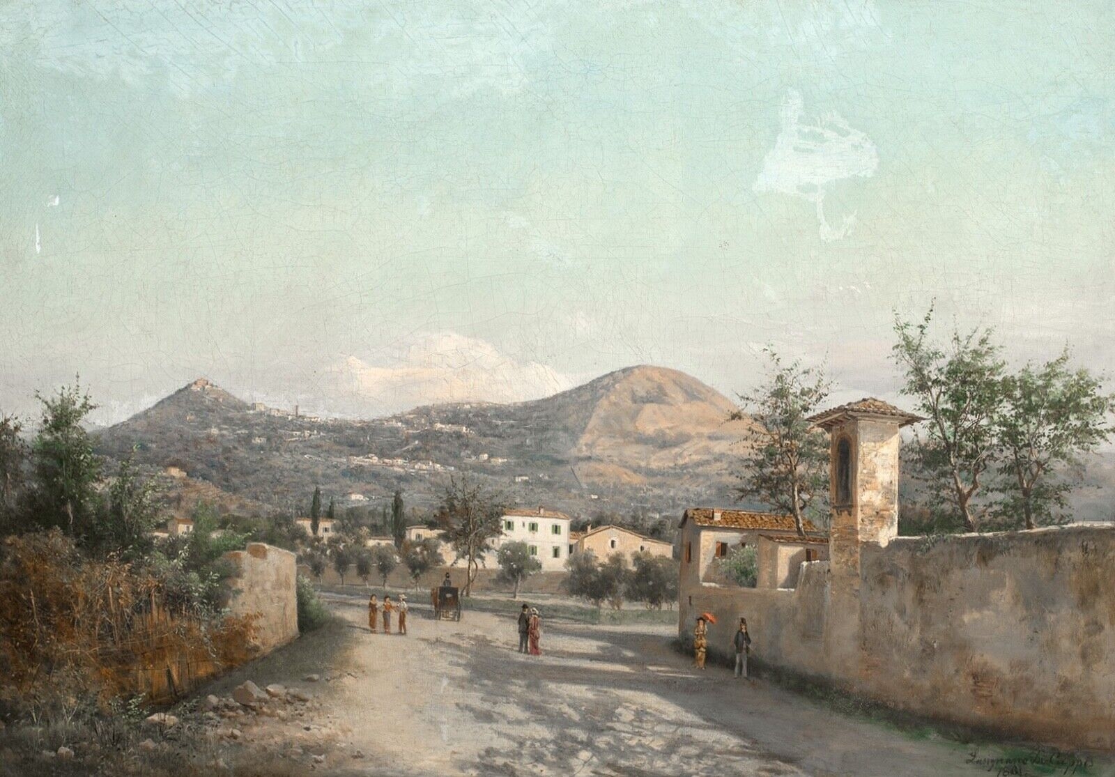 Artwork by Lusignano de Cuppis, VIEW OF SAN NICOLO, SARDINIA, Made of OIL PAINTING