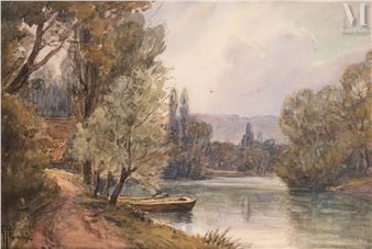 Barques au bord de la rivière - Yvonne Récamier