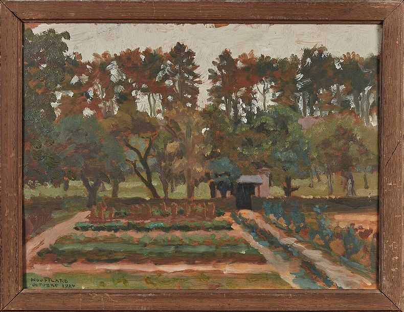 Artwork by Andre Noufflard, The vegetable garden in Fresnay, Made of Oil on panel