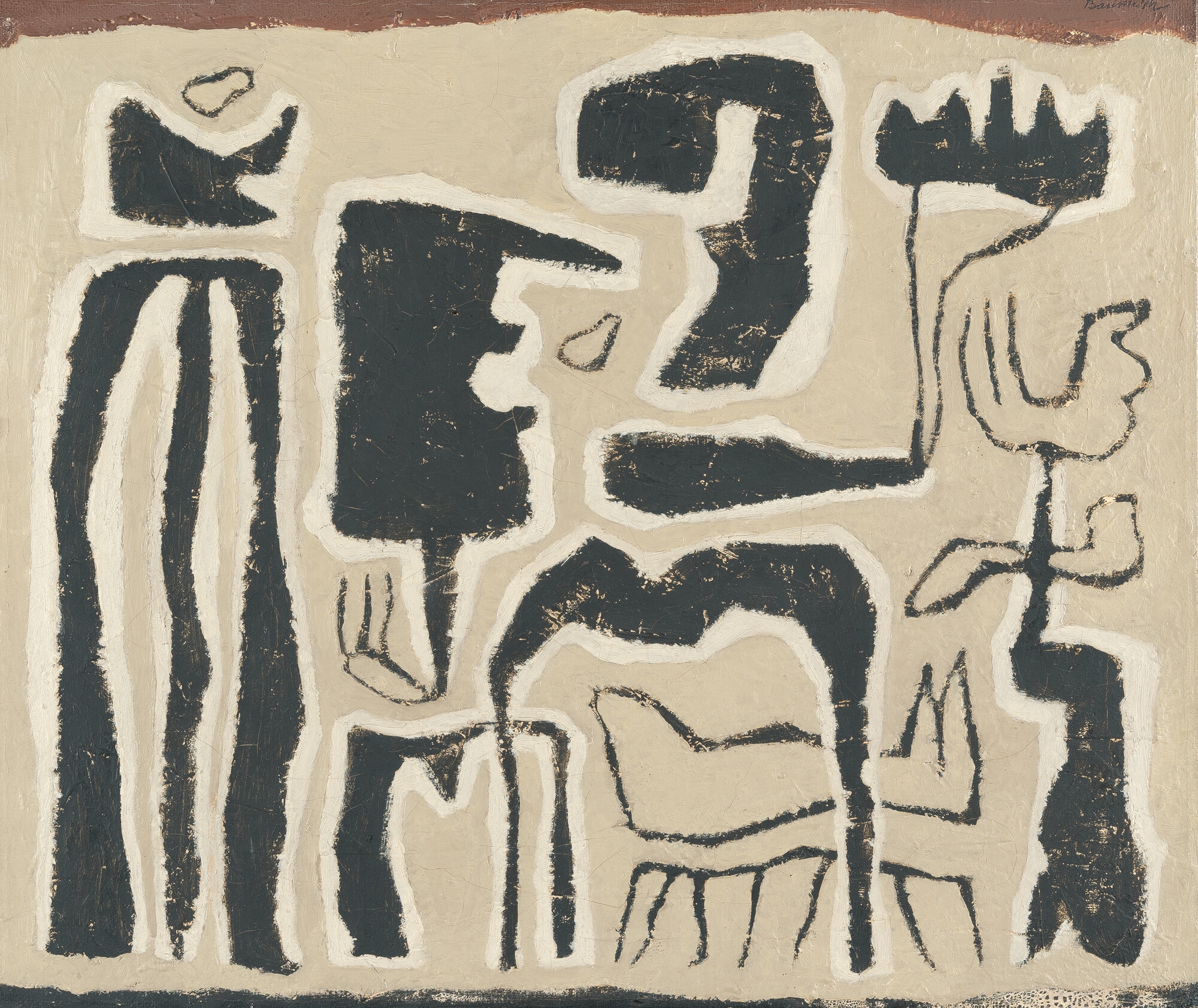 Artwork by Willi Baumeister, African games V, Made of resin on canvas