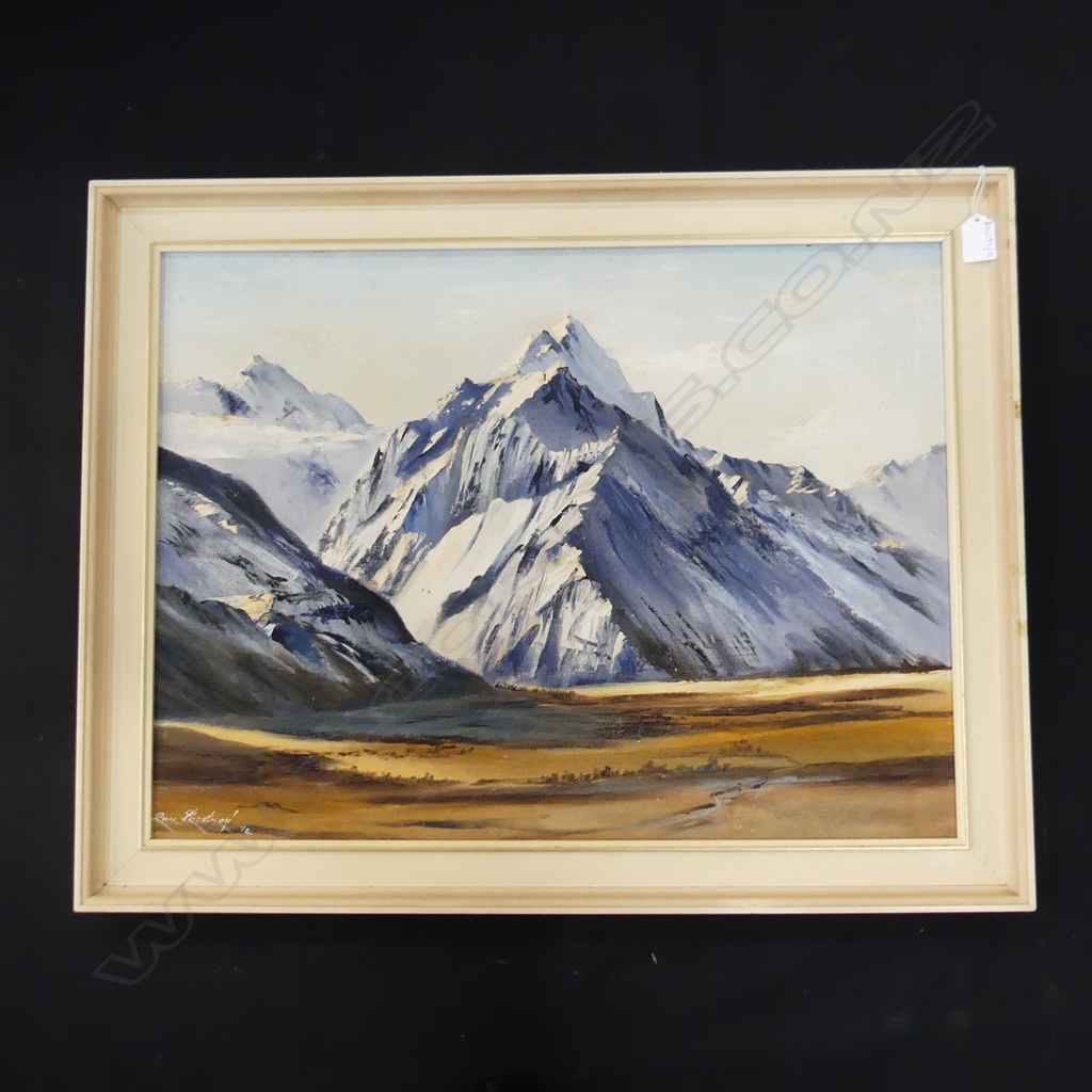 Ron Prestney | RON PRESTNEY SNOWY MOUNTAIN OIL 445x595mm | MutualArt