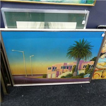 STEPHEN STOCKLEY - PINK DECO HOUSE AT 135 TAMAKI DRIVE - ACRYLIC ON BOARD 1983 740x1000mm - Stephen Stockley