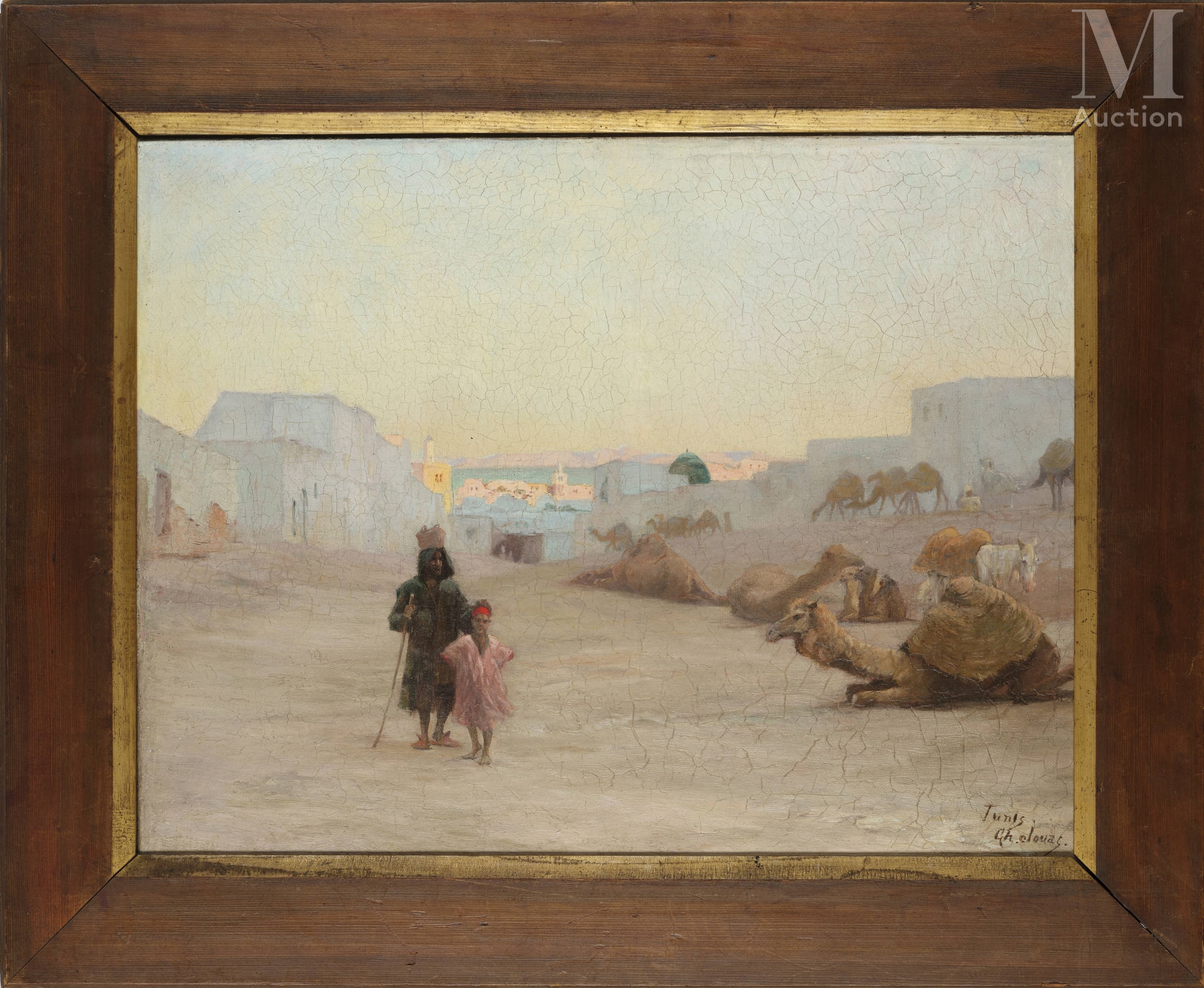 Artwork by Charles Jouas, Place El Markhadh à Tunis, Made of oil on canvas
