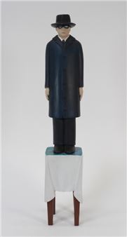 Figural Man Carved Wood Sculpture - Enrico Pinardi