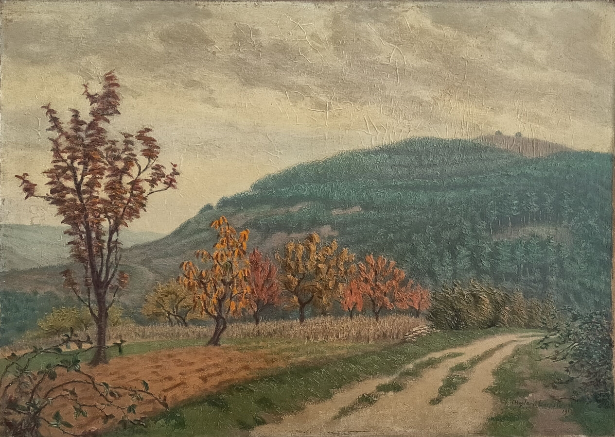 Tableau PEINTURE A L'HUILE signée paysage de Ploublazlanec en BRETAGNE