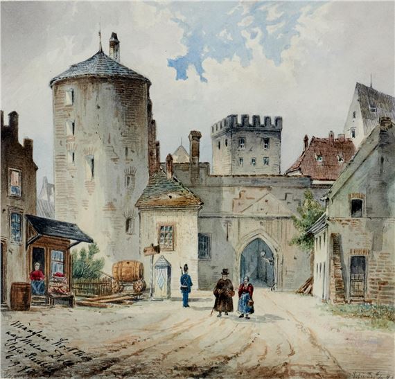 "Münchner Kostthor nach Maler Doll" by Sofie Rechberg, 1873