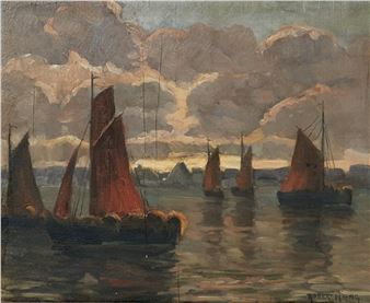 Boote vor der holländischen Küste - Robert Haag