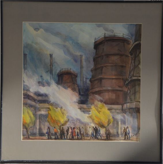 Industrial landscape by Viktor Vikhtinsky, 1955