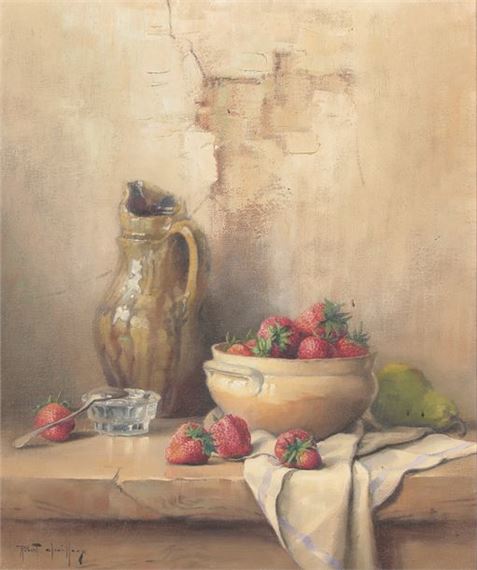 Still life with a bowl of strawberries by Robert Chailloux