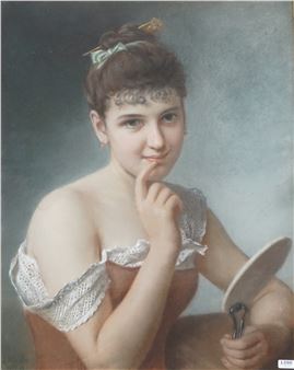 Elegant lady with hand mirror - Julius Mante