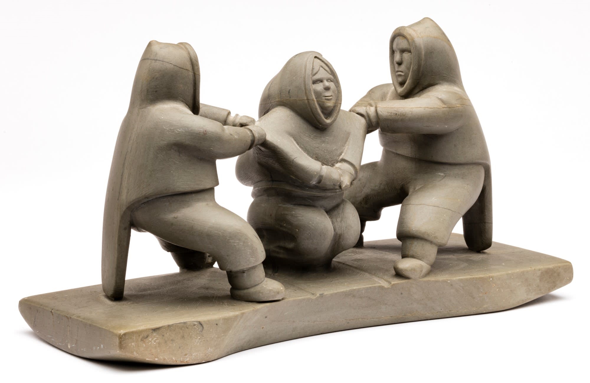 Artwork by Victor Ekootak, Fighting over a Woman, Made of stone