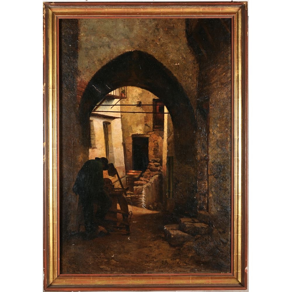 Artwork by David Ch., Le rémouleur dans la ruelle, Made of Acrylic on canvas