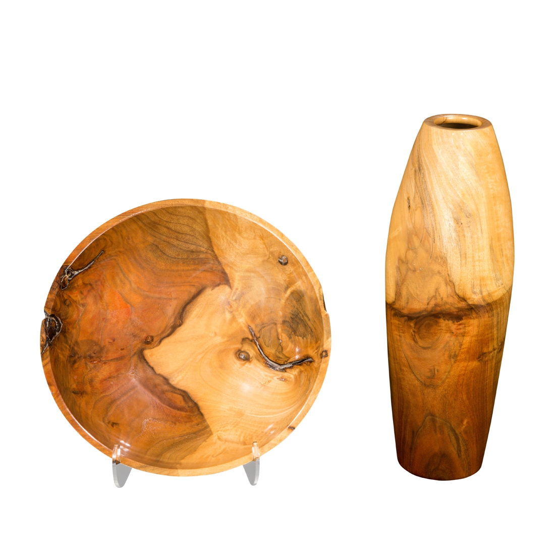 Artwork by Bruce Friederich, Footed Bowl and Vase, Made of wood
