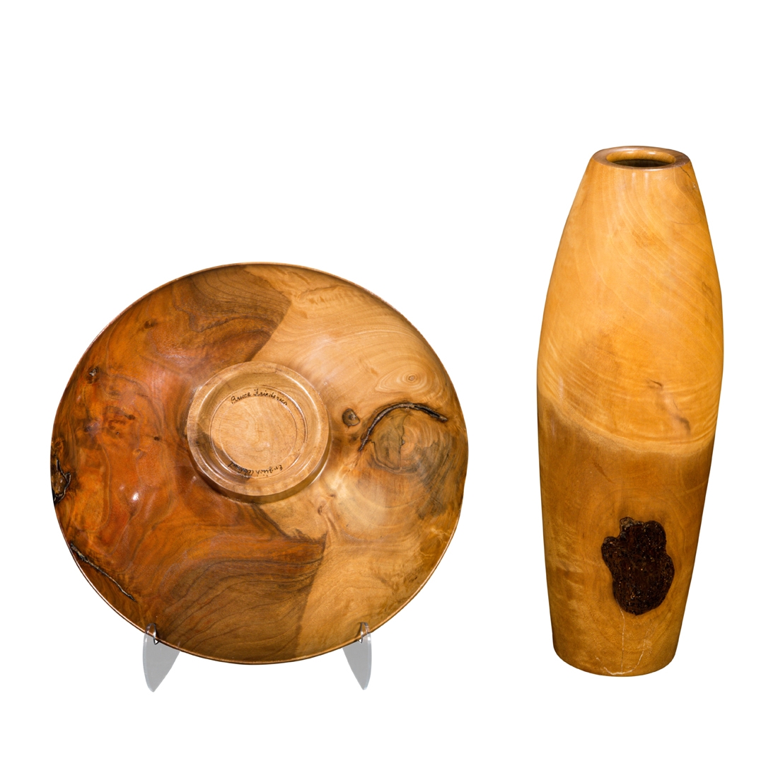 Artwork by Bruce Friederich, Footed Bowl and Vase, Made of wood