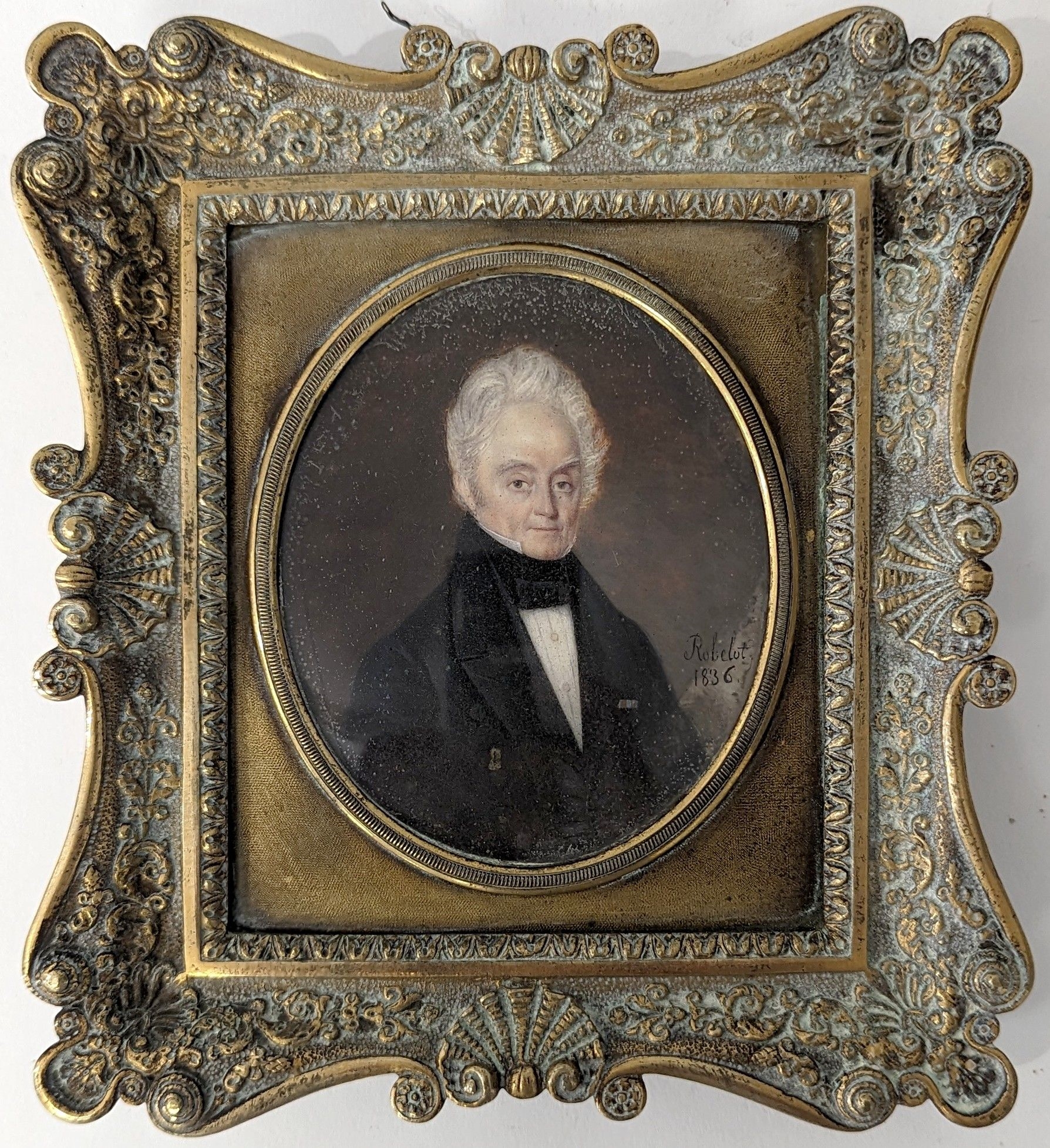 Artwork by Jean Pierre Robelot, représentant un homme au front dégarni, Made of MINIATURE