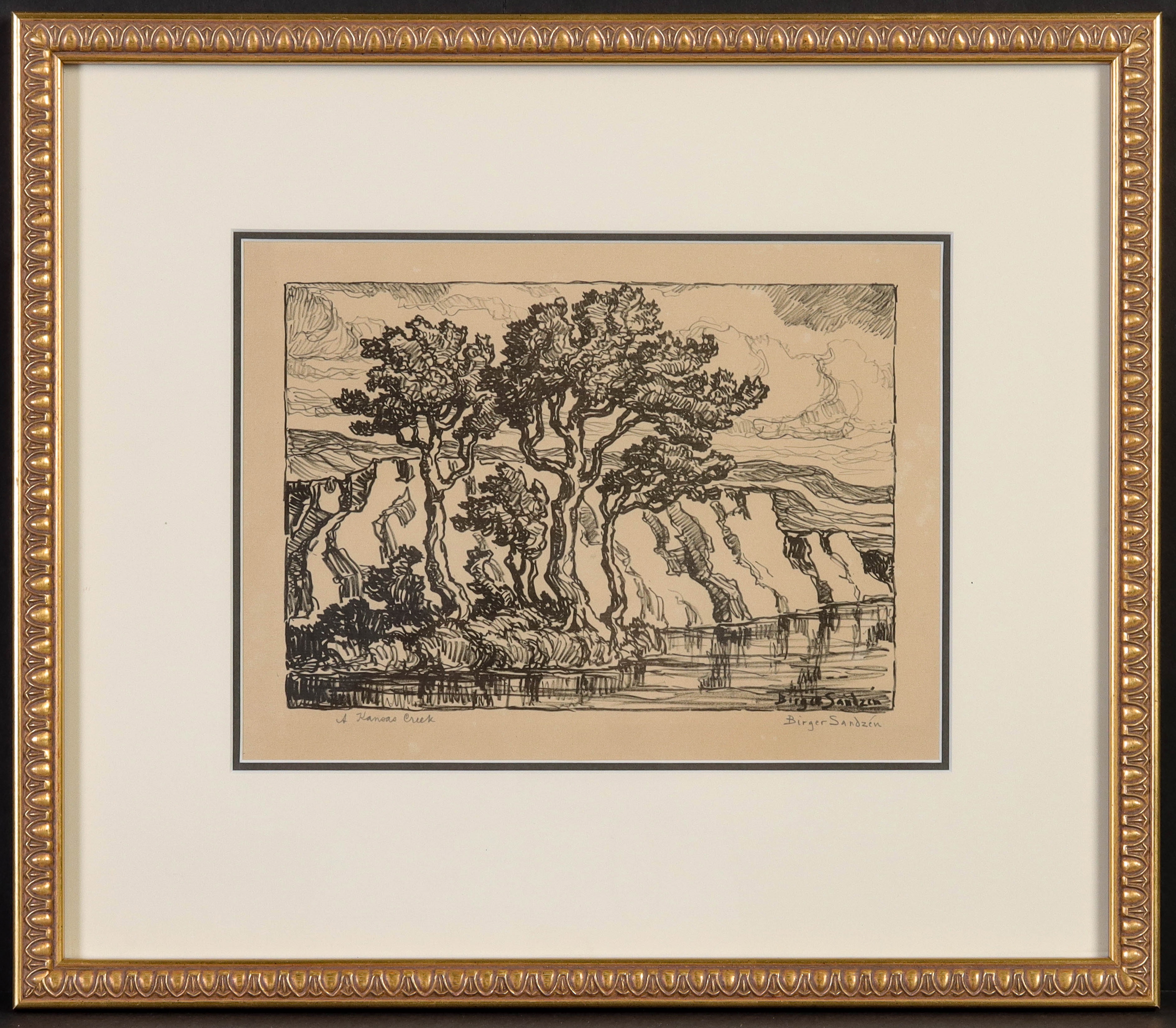 Artwork by Birger Sandzén, A Kansas Creek, Made of lithograph printed on Arches paper