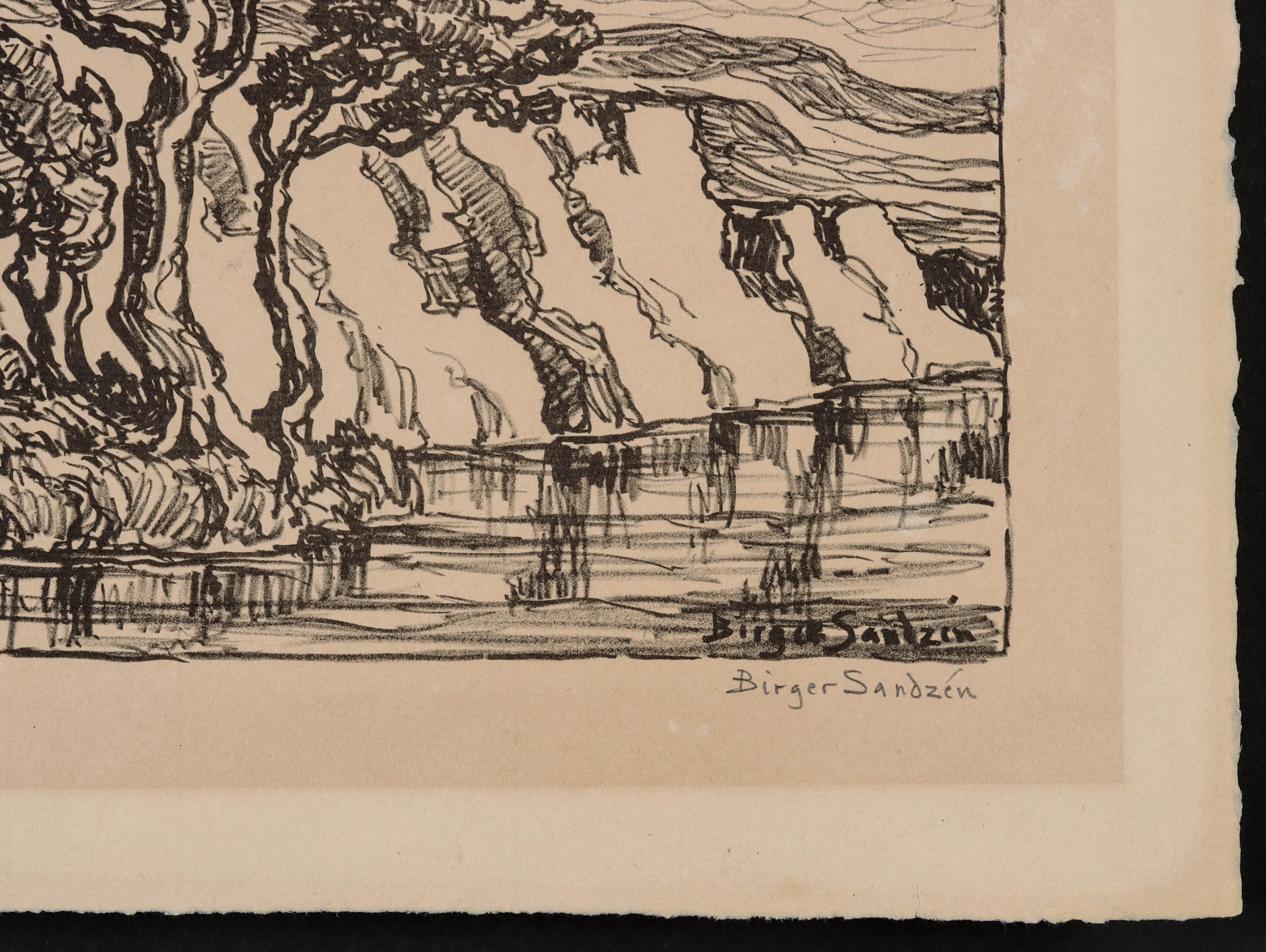 Artwork by Birger Sandzén, A Kansas Creek, Made of lithograph printed on Arches paper