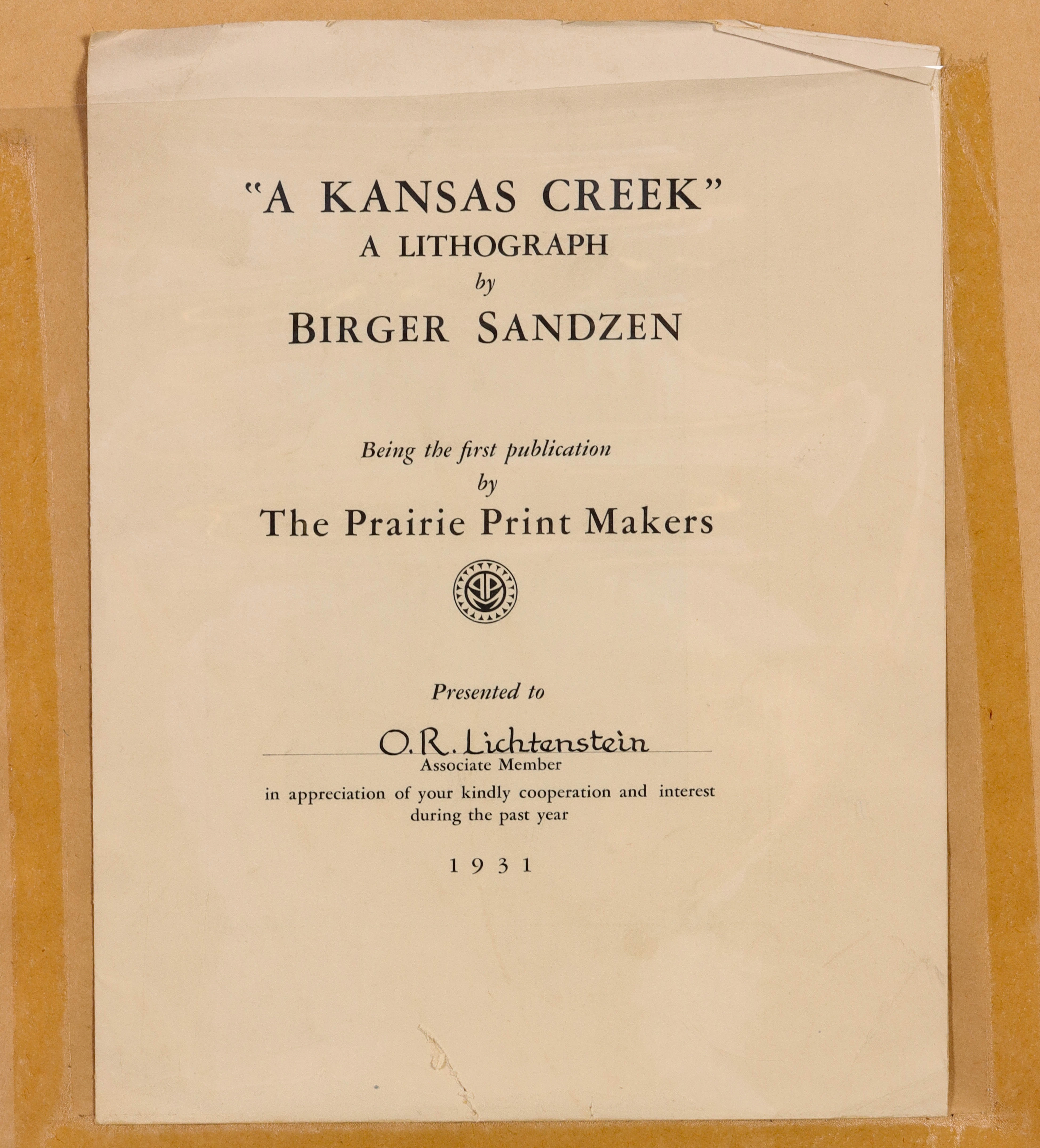 Artwork by Birger Sandzén, A Kansas Creek, Made of lithograph printed on Arches paper